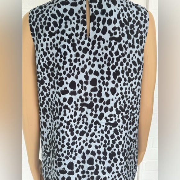 New Theory Silk Leopard Print Slate Blue Sleeveless Blouse Size S New With Tags - Picture 10 of 13